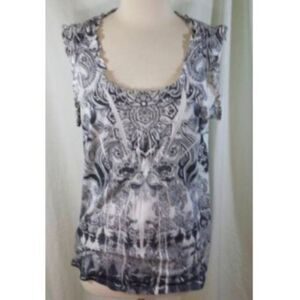 ONE world tank top blouse paisley burnout gauzy L FREE ADD ON